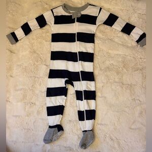 Burt's Bees Baby Black and White Striped Footie